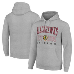 NHL Heather Gray Chicago Blackhawks Starter Retro Graphic Pullover Hoodie