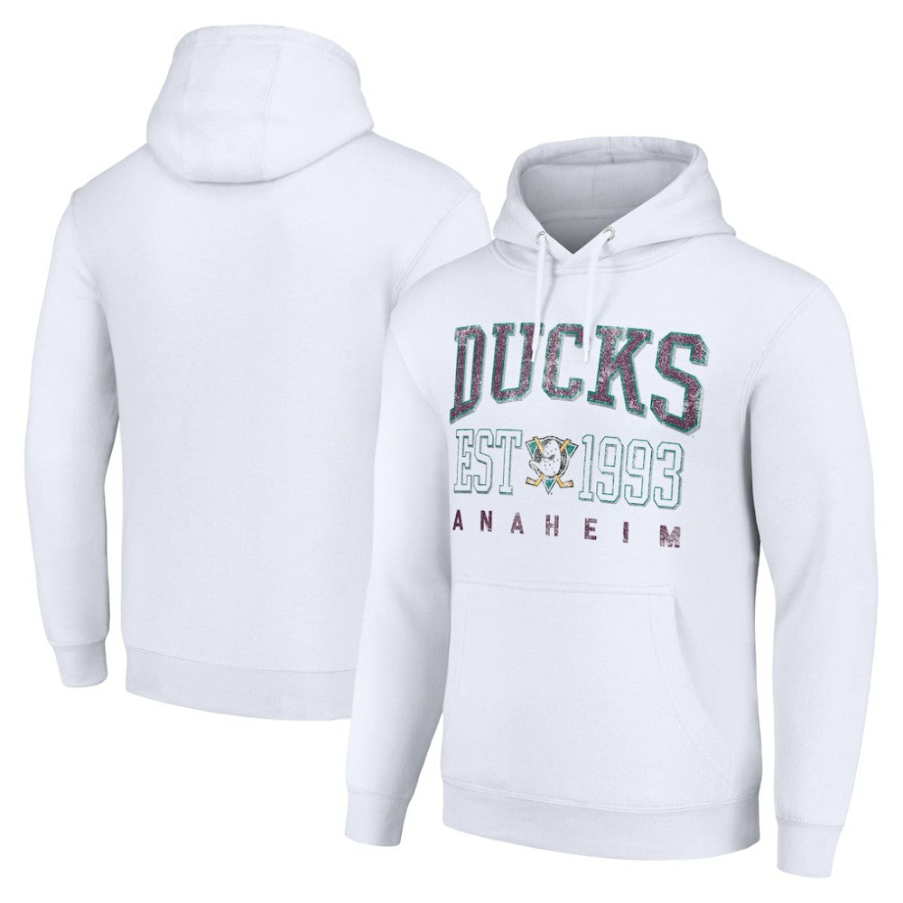 NHL White Anaheim Ducks Starter Retro Graphic Pullover Hoodie