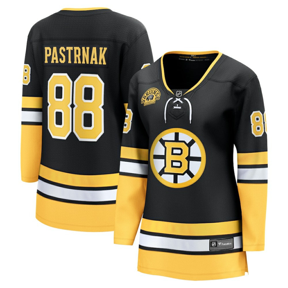 NHL Black David Pastrnak Boston Bruins Fanatics Women's 100th Anniversary Breakaway Jersey