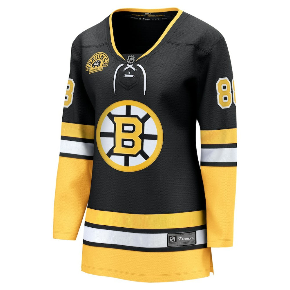 NHL Black David Pastrnak Boston Bruins Fanatics Women's 100th Anniversary Breakaway Jersey