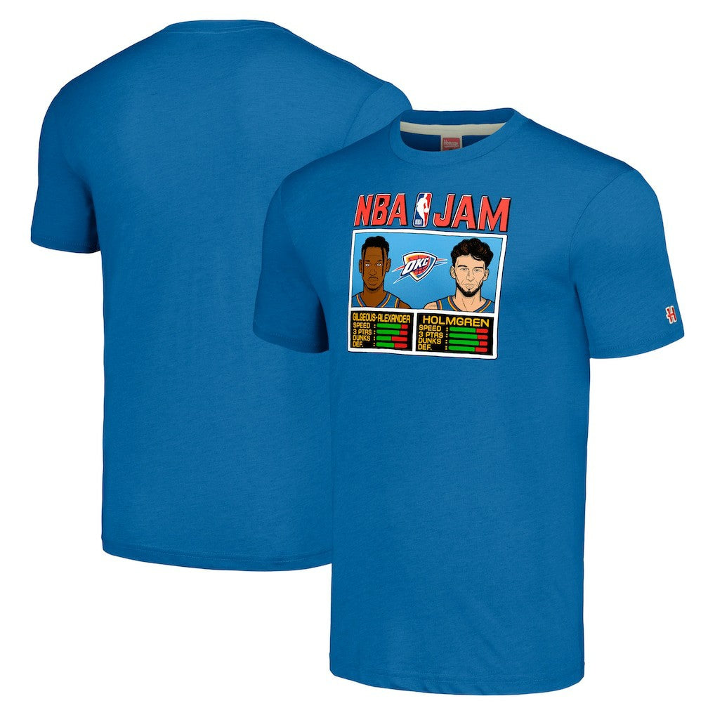 NBA Shai Gilgeous-Alexander & Chet Holmgren Oklahoma City Thunder Homage Unisex NBA Jam Tri-Blend T-Shirt