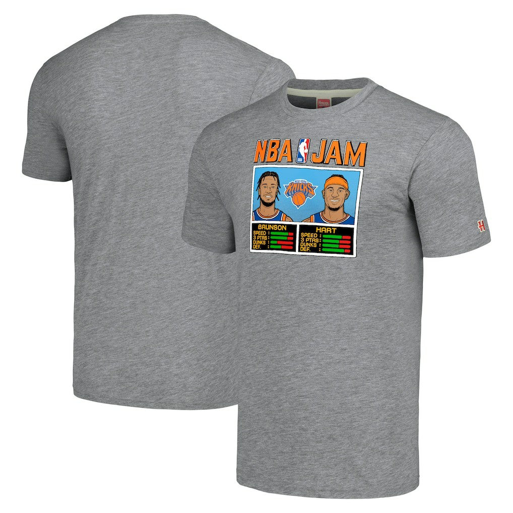 NBA Jalen Brunson & Josh Hart New York Knicks Homage Unisex NBA Jam Tri-Blend T-Shirt