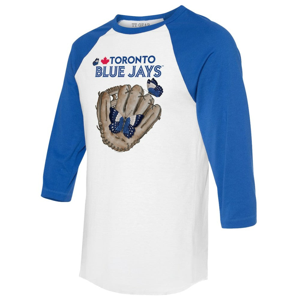 MLB Toronto Blue Jays Tiny Turnip Unisex Butterfly Glove 3/4-Sleeve Raglan T-Shirt