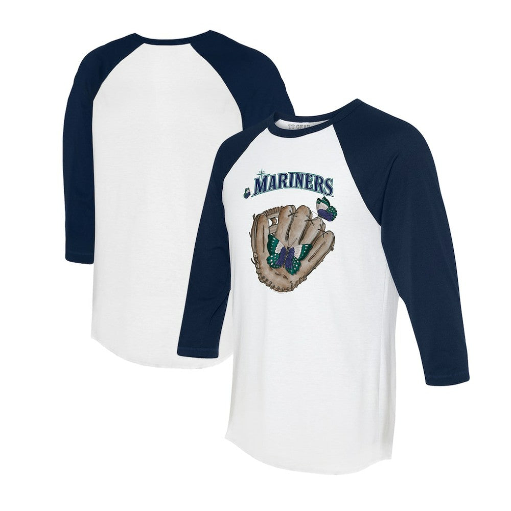 MLB Seattle Mariners Tiny Turnip Unisex Butterfly Glove 3/4-Sleeve Raglan T-Shirt