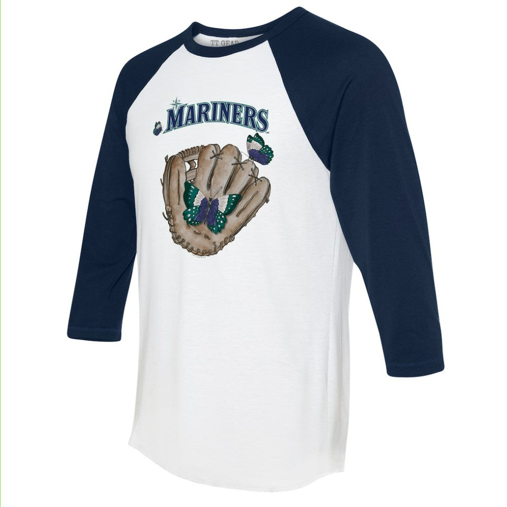MLB Seattle Mariners Tiny Turnip Unisex Butterfly Glove 3/4-Sleeve Raglan T-Shirt