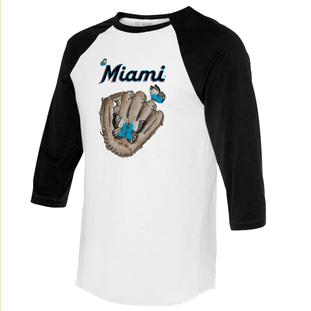 MLB Miami Marlins Tiny Turnip Unisex Butterfly Glove 3/4-Sleeve Raglan T-Shirt