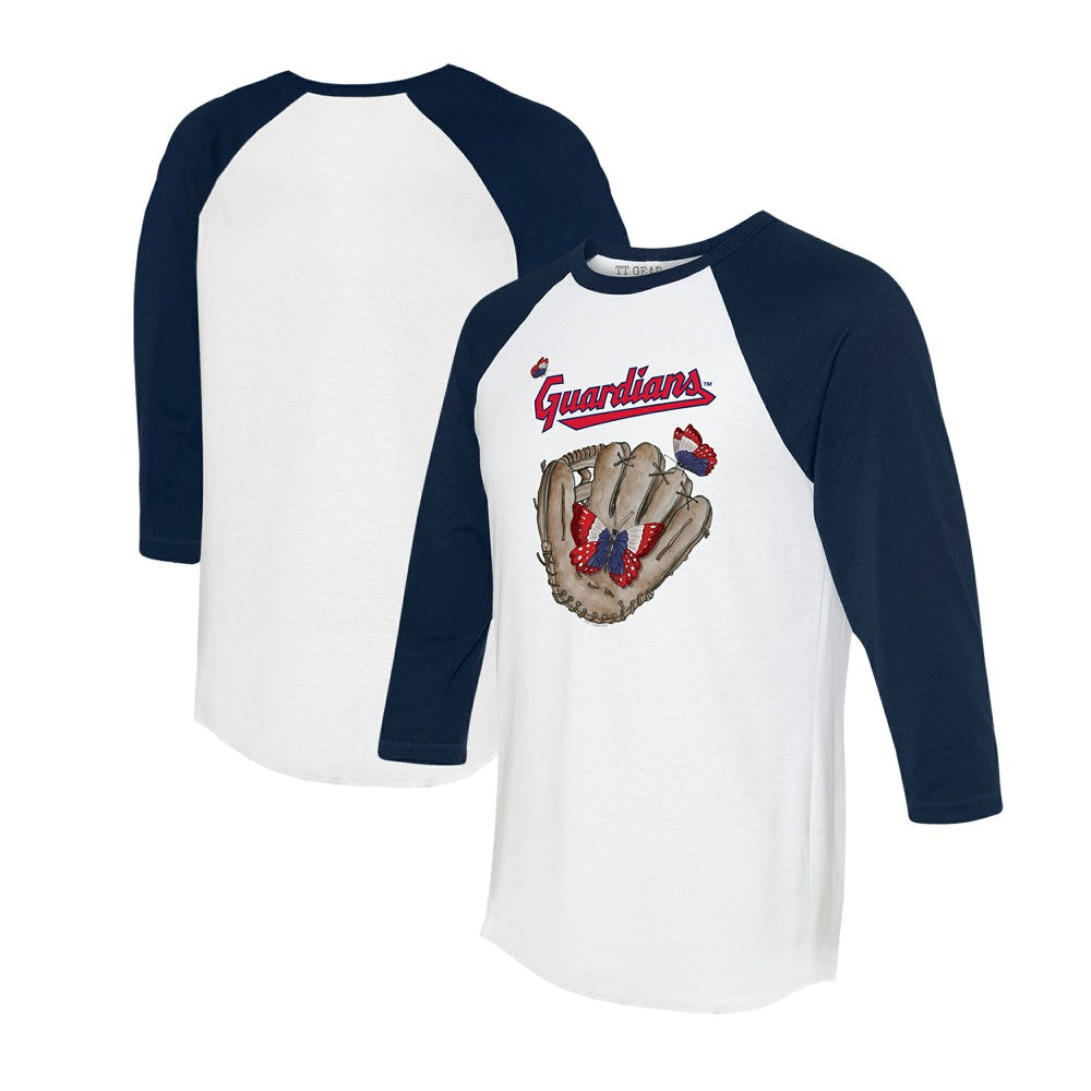 MLB Cleveland Guardians Tiny Turnip Unisex Butterfly Glove 3/4-Sleeve Raglan T-Shirt