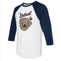 MLB Detroit Tigers Tiny Turnip Unisex Butterfly Glove 3/4-Sleeve Raglan T-Shirt