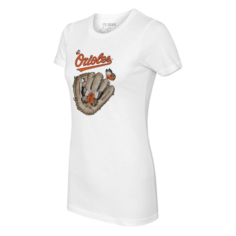 MLB Baltimore Orioles Tiny Turnip Women's Butterfly Glove T-Shirt