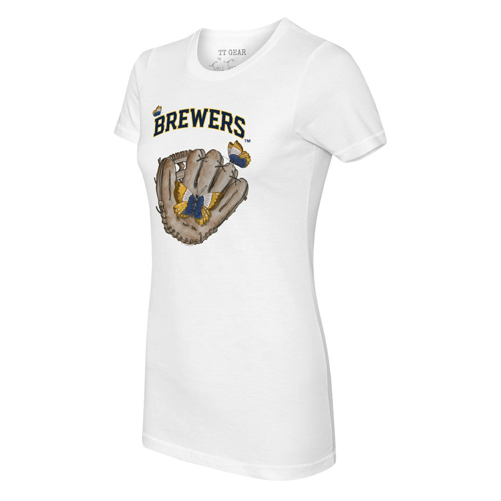 MLB Milwaukee Brewers Tiny Turnip Women's Butterfly Glove T-Shirt