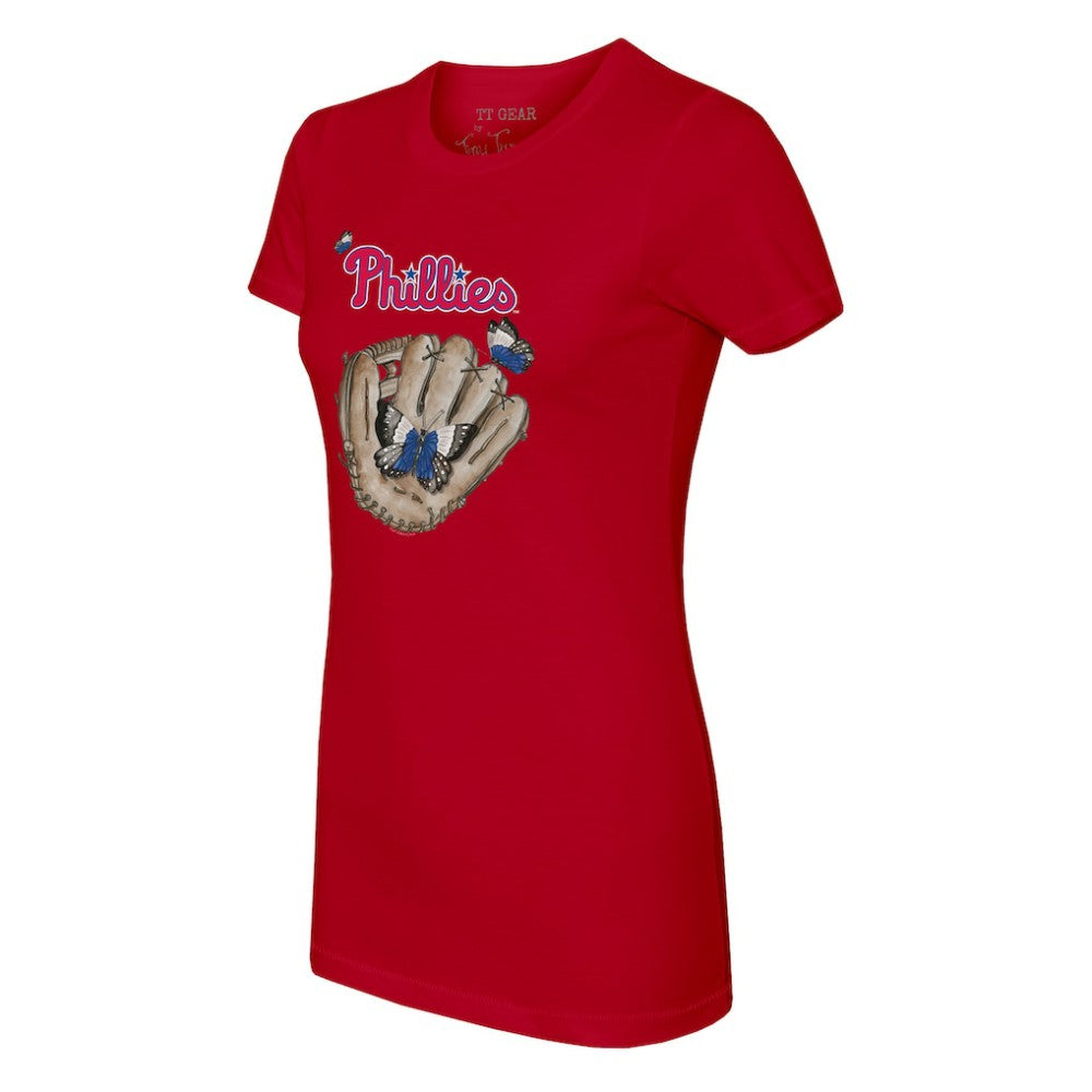 MLB Philadelphia Phillies Tiny Turnip Women's Butterfly Glove T-Shirt