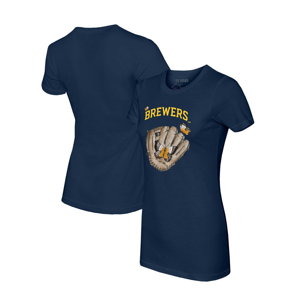 MLB Milwaukee Brewers Tiny Turnip Women's Butterfly Glove T-Shirt