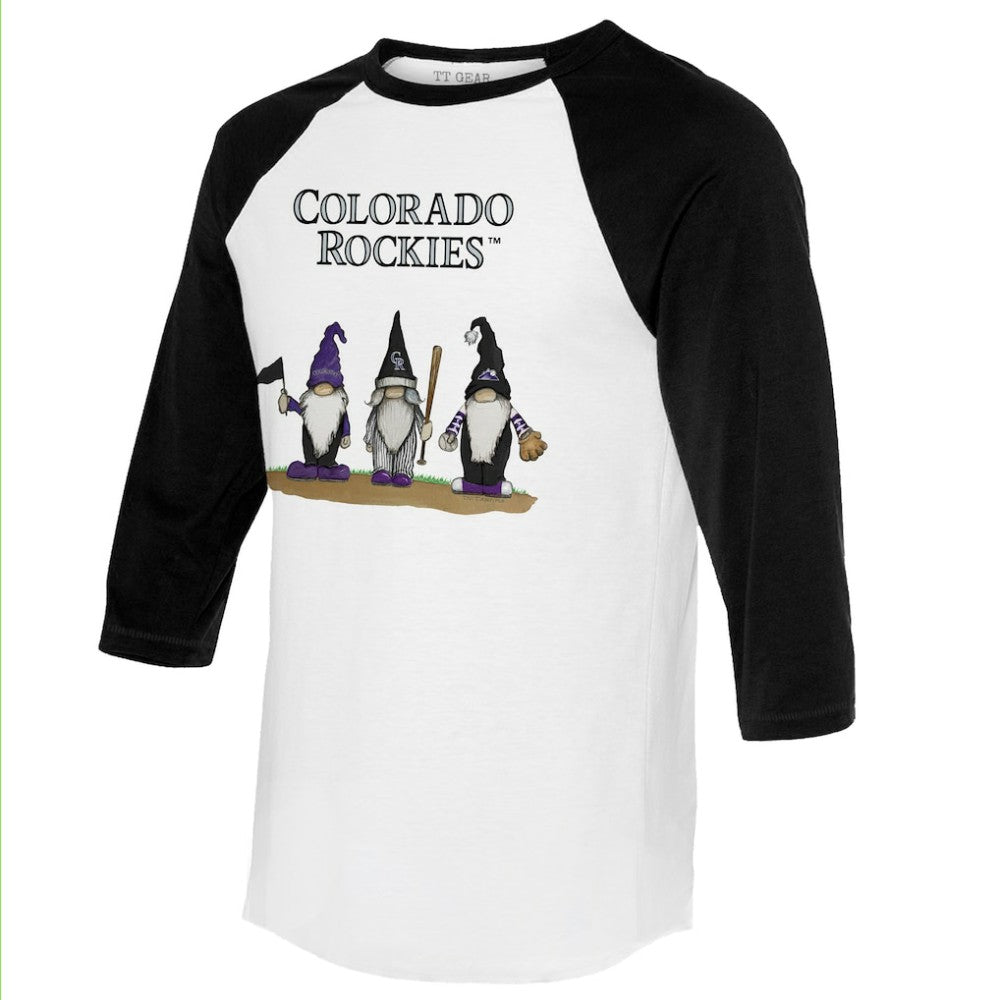 MLB Colorado Rockies Tiny Turnip Unisex Gnomes 3/4-Sleeve Raglan T-Shirt