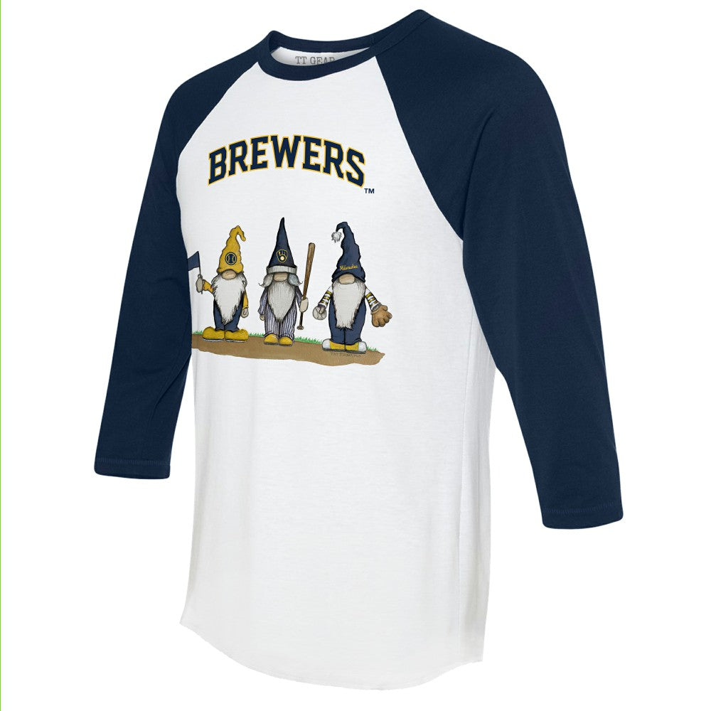 MLB Milwaukee Brewers Tiny Turnip Unisex Gnomes 3/4-Sleeve Raglan T-Shirt