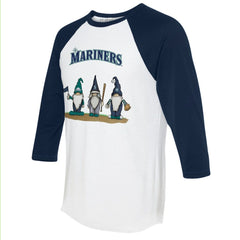 MLB Seattle Mariners Tiny Turnip Unisex Gnomes 3/4-Sleeve Raglan T-Shirt