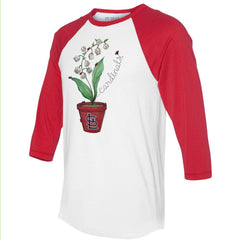 MLB St. Louis Cardinals Tiny Turnip Unisex Lilies & Ladybugs 3/4-Sleeve Raglan T-Shirt