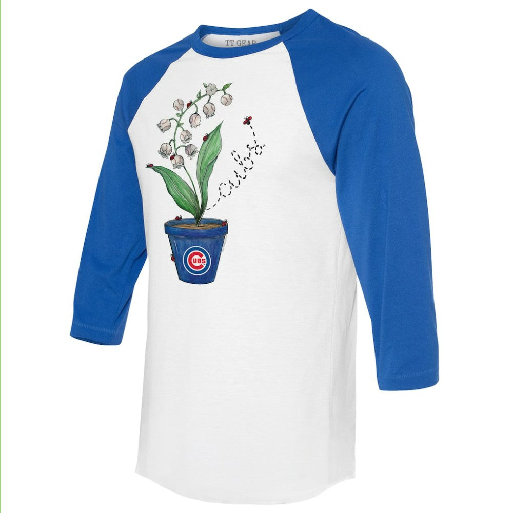 MLB Chicago Cubs Tiny Turnip Unisex Lilies & Ladybugs 3/4-Sleeve Raglan T-Shirt