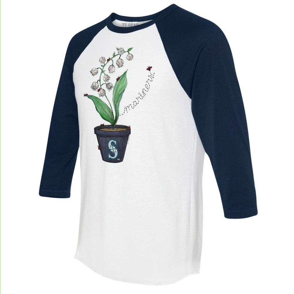 MLB Seattle Mariners Tiny Turnip Unisex Lilies & Ladybugs 3/4-Sleeve Raglan T-Shirt