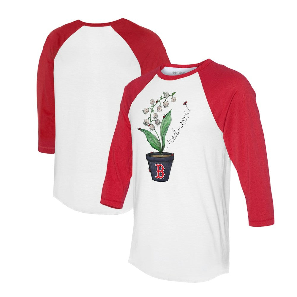 MLB Boston Red Sox Tiny Turnip Unisex Lilies & Ladybugs 3/4-Sleeve Raglan T-Shirt
