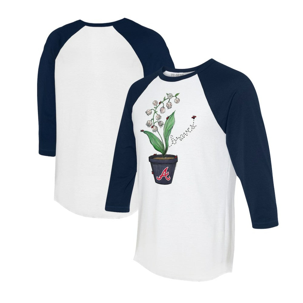 MLB Atlanta Braves Tiny Turnip Unisex Lilies & Ladybugs 3/4-Sleeve Raglan T-Shirt