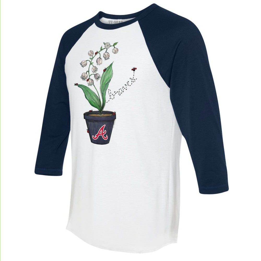 MLB Atlanta Braves Tiny Turnip Unisex Lilies & Ladybugs 3/4-Sleeve Raglan T-Shirt