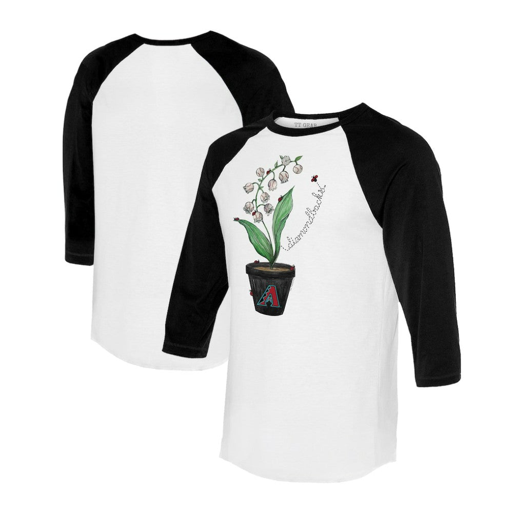 MLB Arizona Diamondbacks Tiny Turnip Unisex Lilies & Ladybugs 3/4-Sleeve Raglan T-Shirt