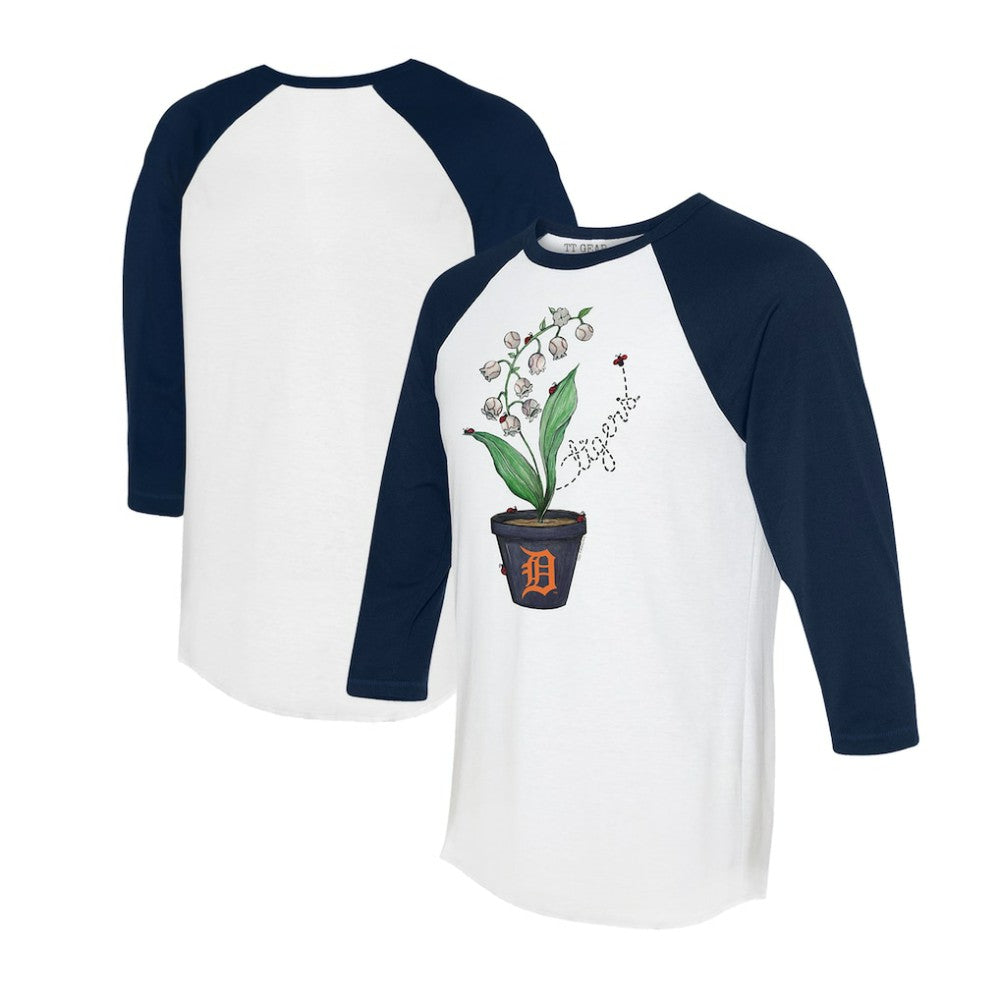 MLB Detroit Tigers Tiny Turnip Unisex Lilies & Ladybugs 3/4-Sleeve Raglan T-Shirt