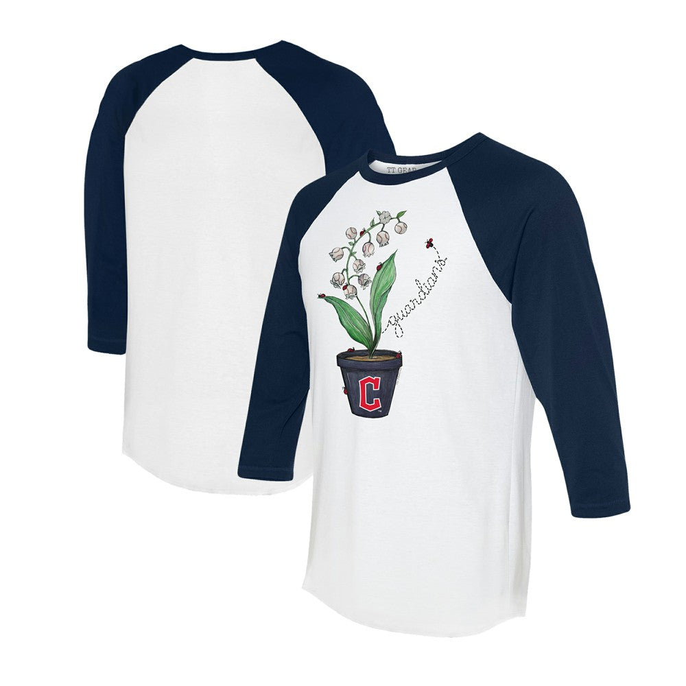 MLB Cleveland Guardians Tiny Turnip Unisex Lilies & Ladybugs 3/4-Sleeve Raglan T-Shirt