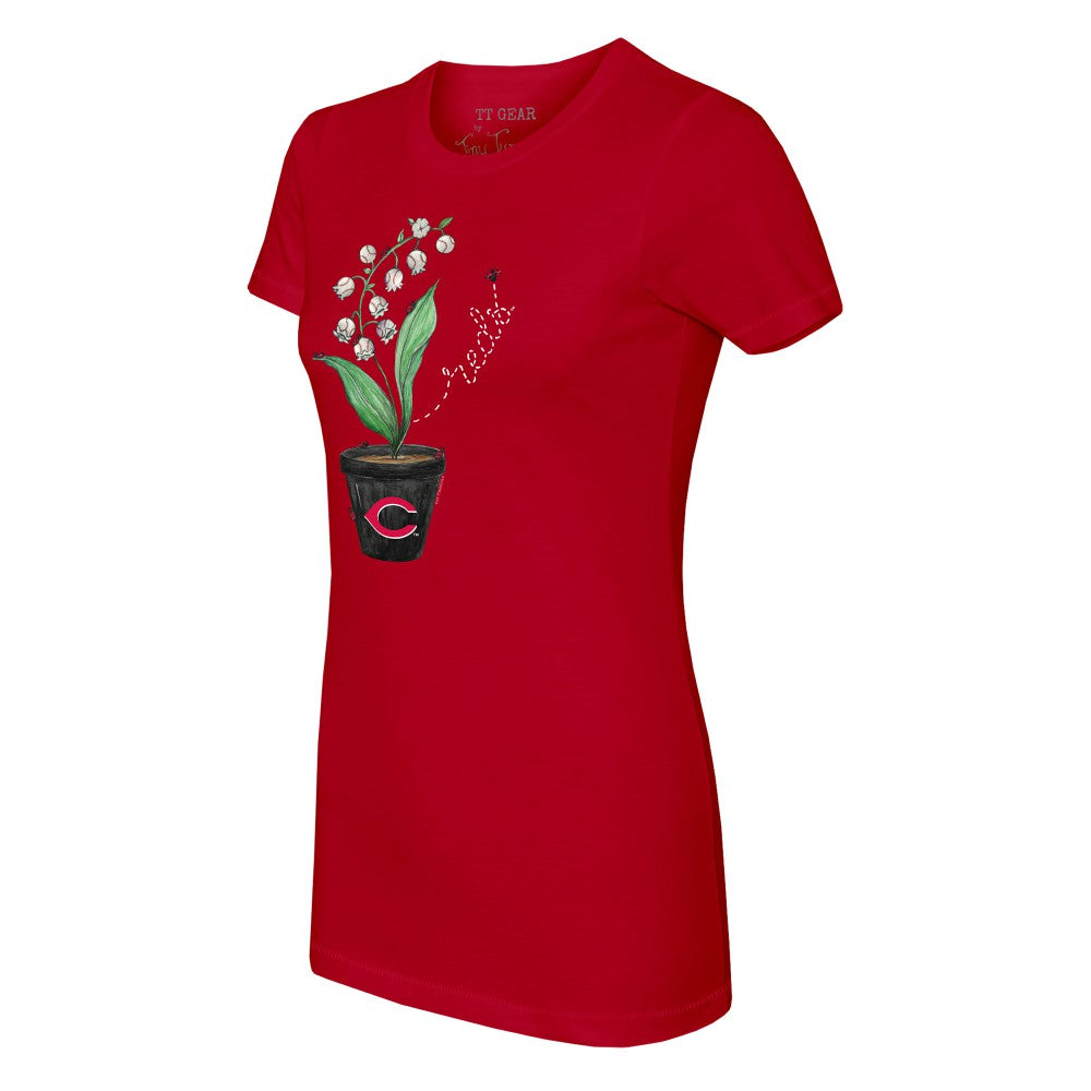 MLB Cincinnati Reds Tiny Turnip Women's Lilies & Ladybugs T-Shirt