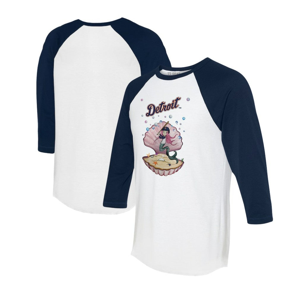 MLB Detroit Tigers Tiny Turnip Unisex Mermaid 3/4-Sleeve Raglan T-Shirt