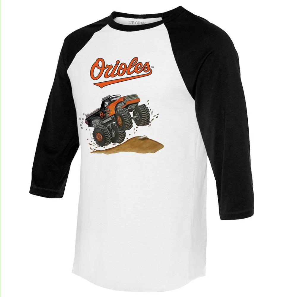 MLB Baltimore Orioles Tiny Turnip Unisex Monster Truck 3/4-Sleeve Raglan T-Shirt