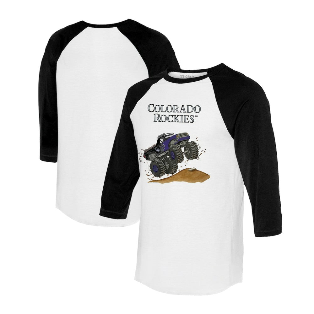 MLB Colorado Rockies Tiny Turnip Unisex Monster Truck 3/4-Sleeve Raglan T-Shirt