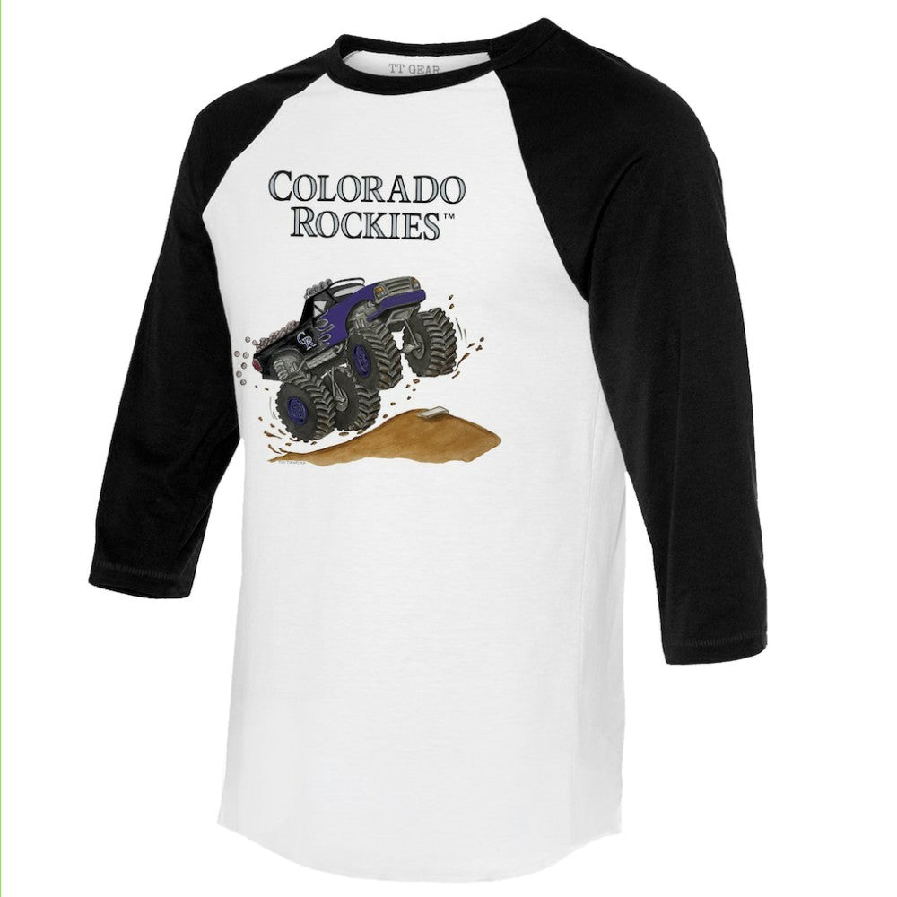 MLB Colorado Rockies Tiny Turnip Unisex Monster Truck 3/4-Sleeve Raglan T-Shirt