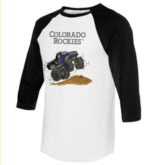 MLB Colorado Rockies Tiny Turnip Unisex Monster Truck 3/4-Sleeve Raglan T-Shirt
