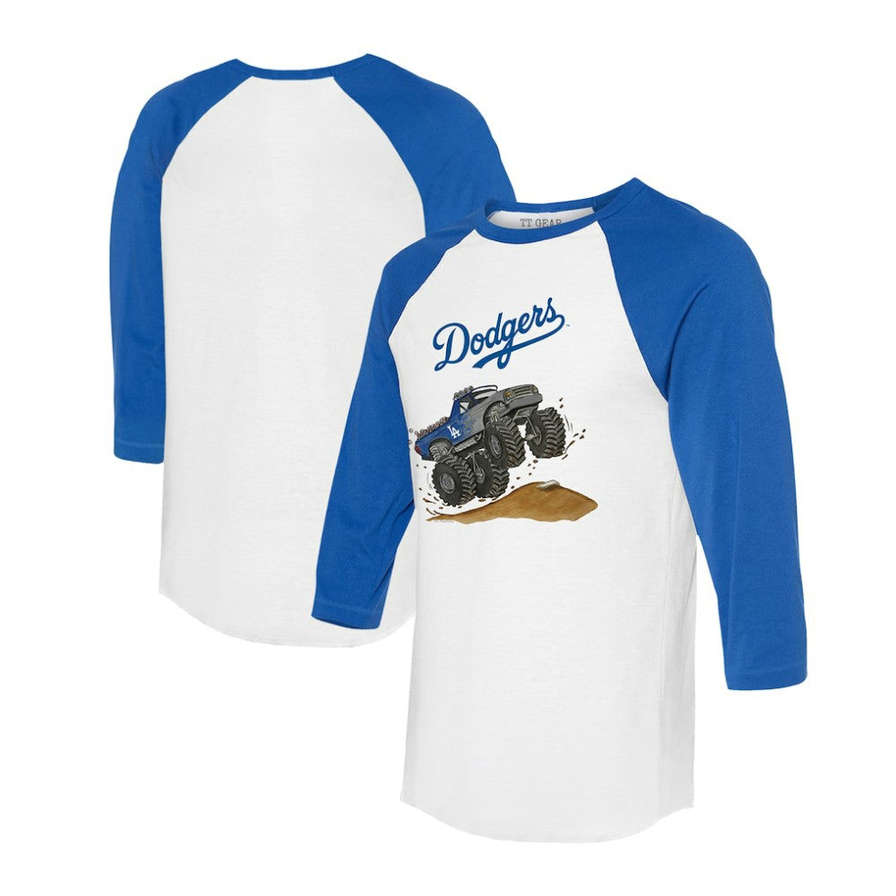 MLB Los Angeles Dodgers Tiny Turnip Unisex Monster Truck 3/4-Sleeve Raglan T-Shirt