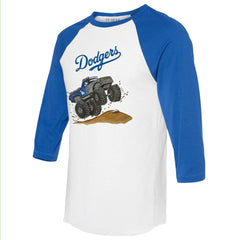 MLB Los Angeles Dodgers Tiny Turnip Unisex Monster Truck 3/4-Sleeve Raglan T-Shirt