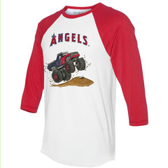 MLB Los Angeles Angels Tiny Turnip Unisex Monster Truck 3/4-Sleeve Raglan T-Shirt