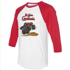 MLB St. Louis Cardinals Tiny Turnip Unisex Monster Truck 3/4-Sleeve Raglan T-Shirt