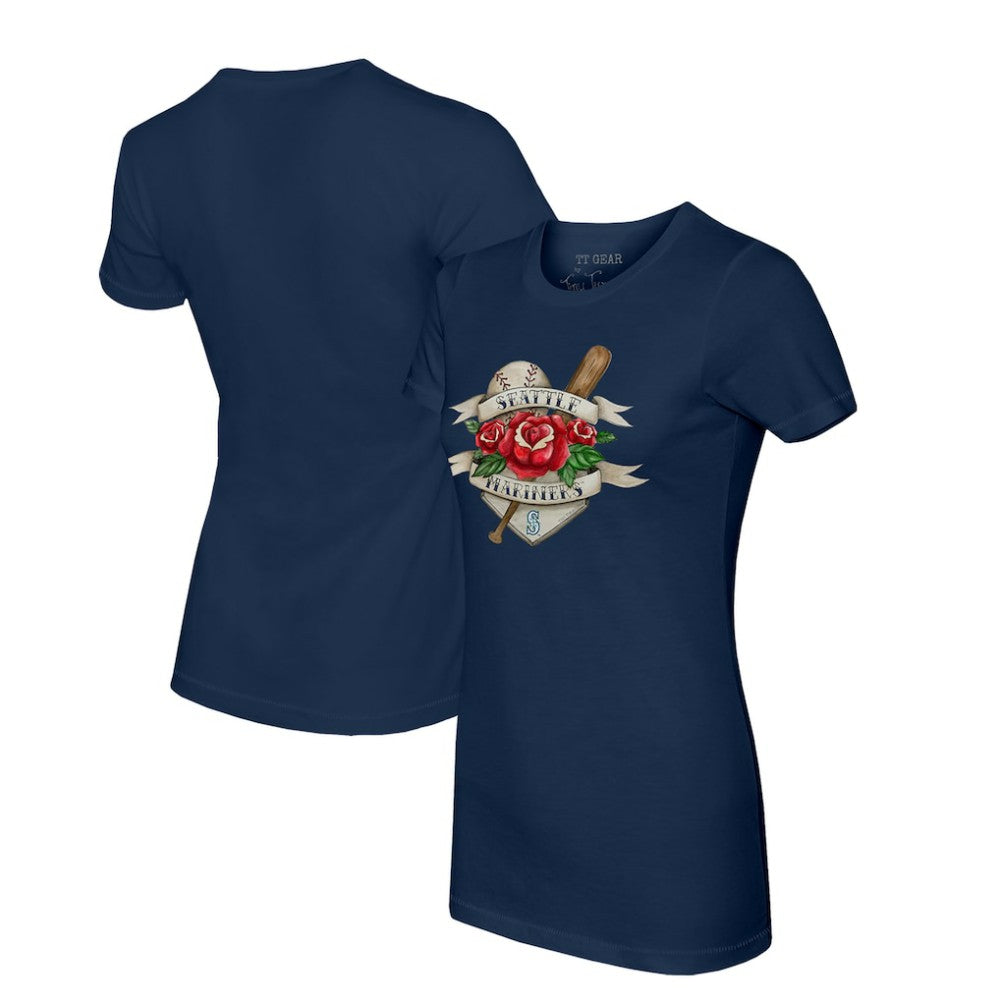 MLB Seattle Mariners Tiny Turnip Women's Tattoo Rose T-Shirt