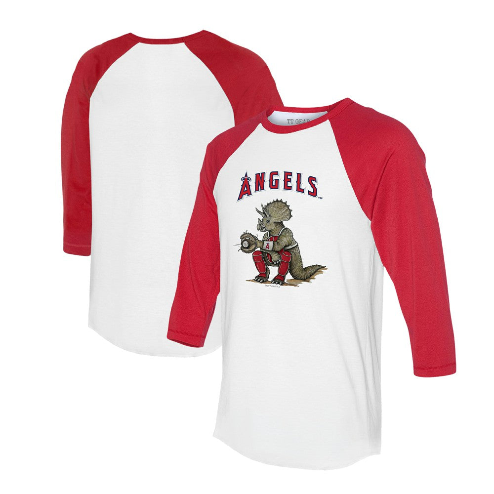 MLB Los Angeles Angels Tiny Turnip Unisex Triceratops 3/4-Sleeve Raglan T-Shirt