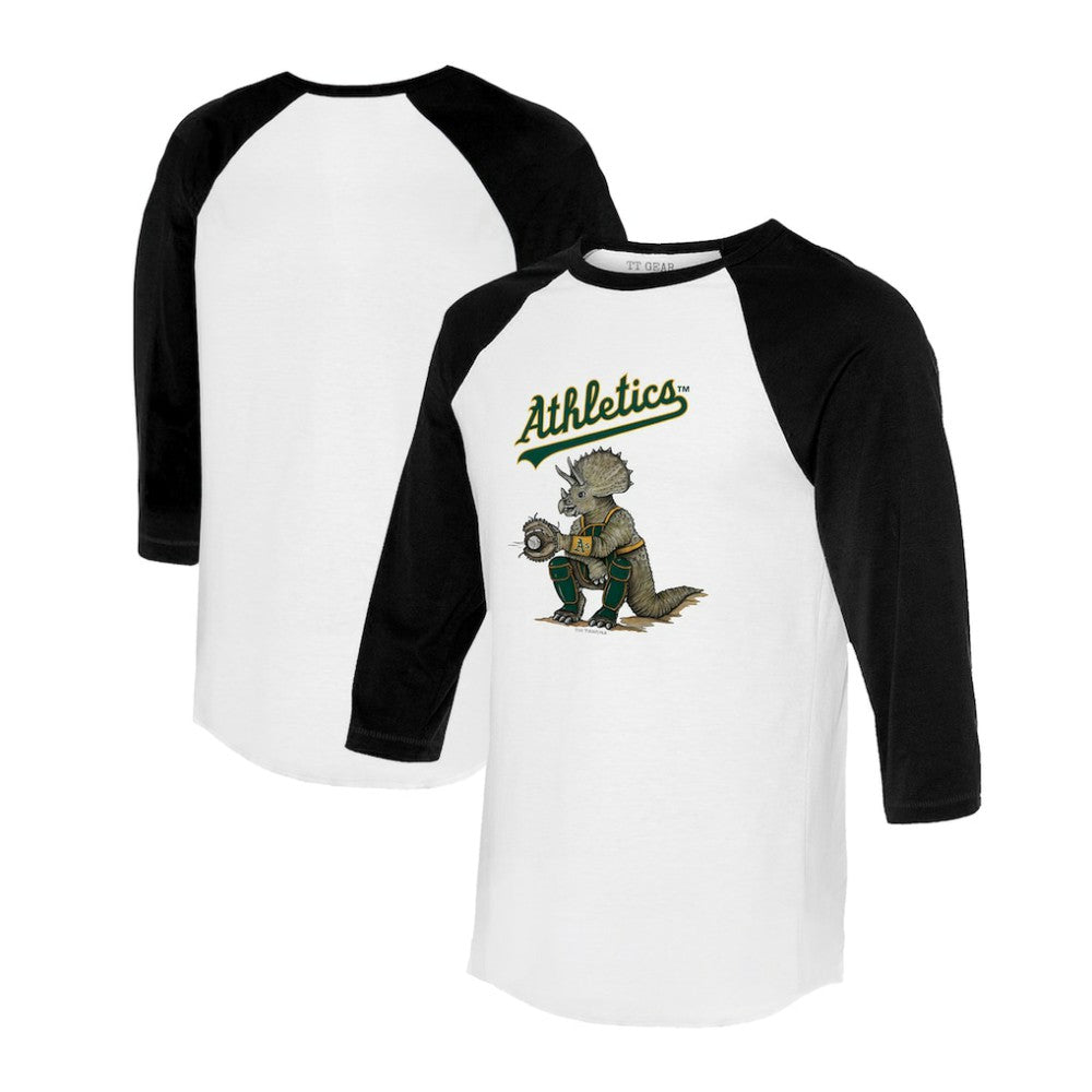 MLB Athletics Tiny Turnip Unisex Triceratops 3/4-Sleeve Raglan T-Shirt
