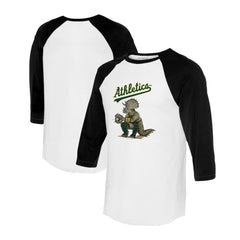 MLB Athletics Tiny Turnip Unisex Triceratops 3/4-Sleeve Raglan T-Shirt