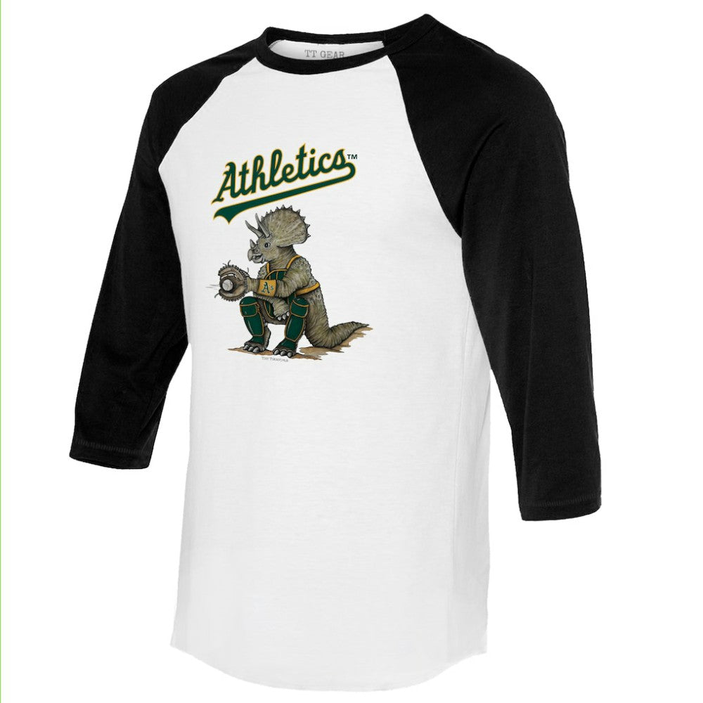 MLB Athletics Tiny Turnip Unisex Triceratops 3/4-Sleeve Raglan T-Shirt