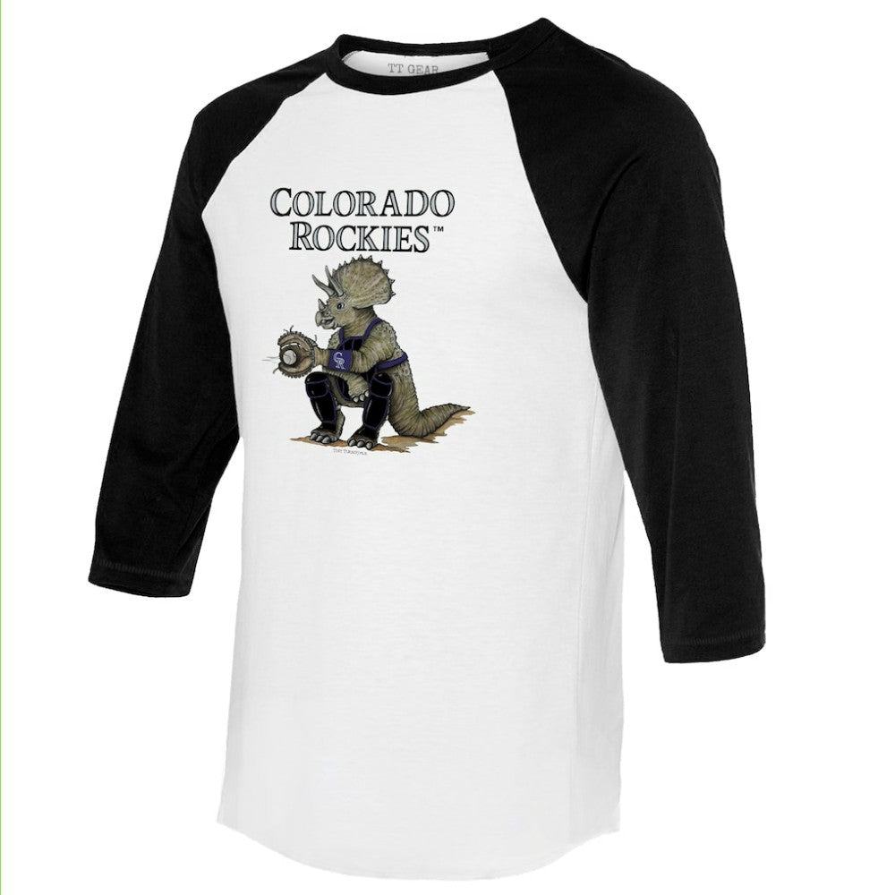 MLB Colorado Rockies Tiny Turnip Unisex Triceratops 3/4-Sleeve Raglan T-Shirt