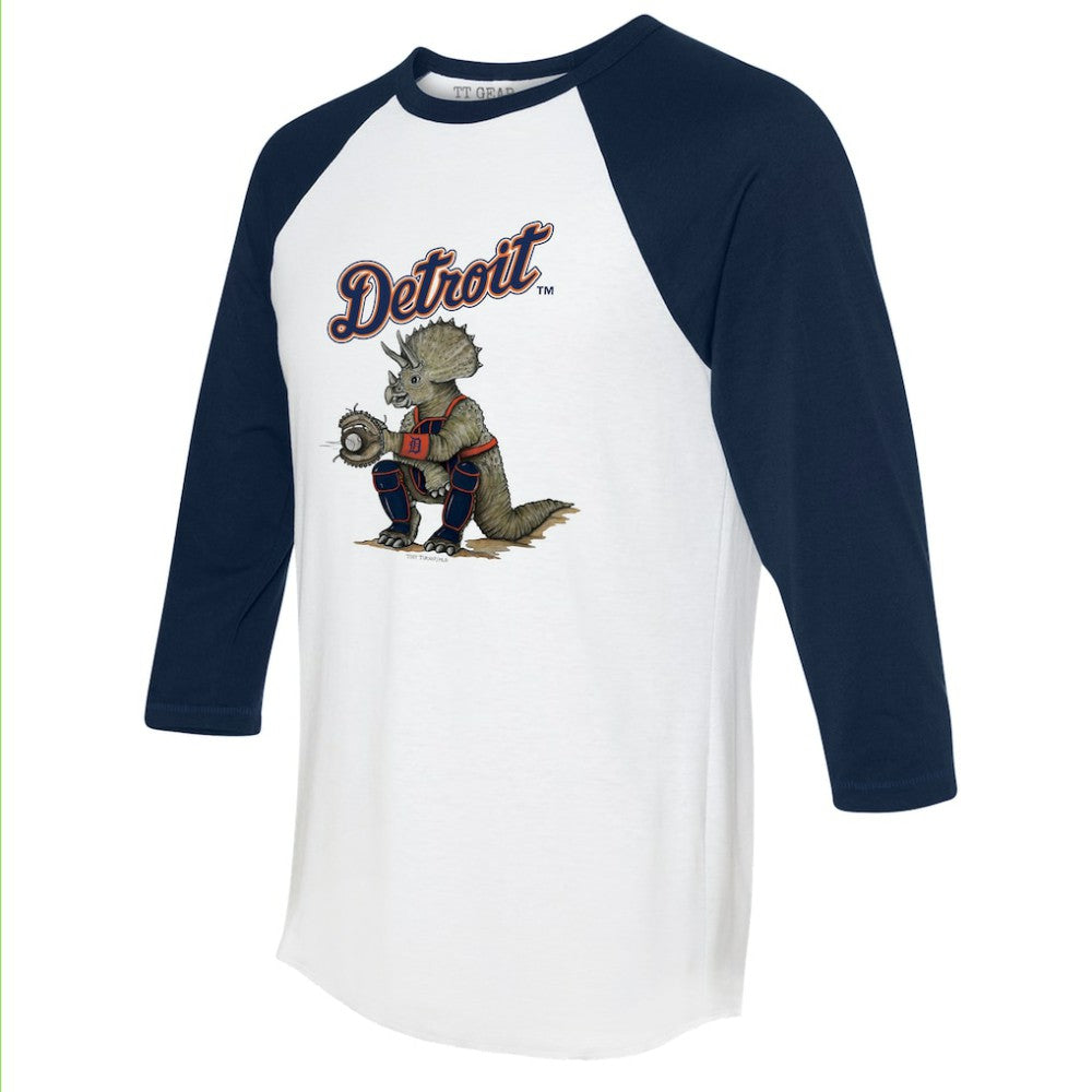 MLB Detroit Tigers Tiny Turnip Unisex Triceratops 3/4-Sleeve Raglan T-Shirt