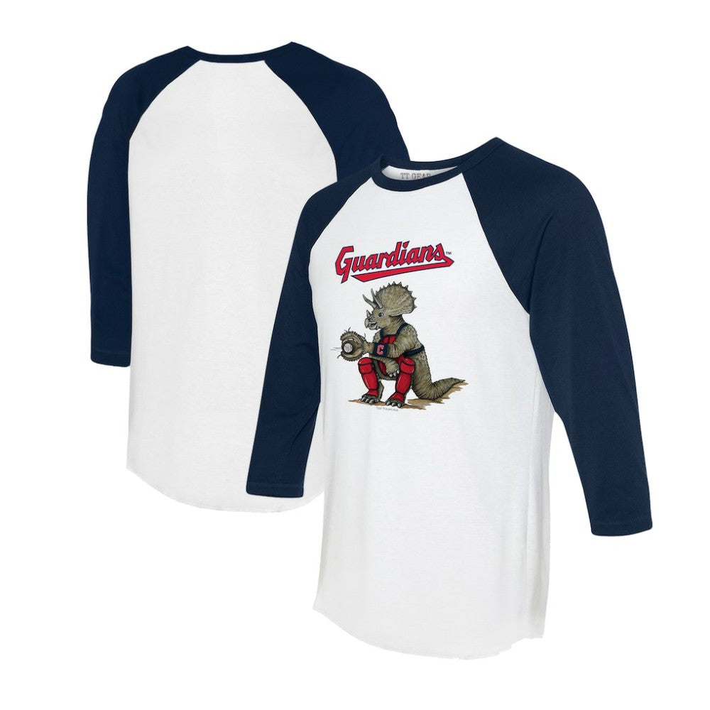 MLB Cleveland Guardians Tiny Turnip Unisex Triceratops 3/4-Sleeve Raglan T-Shirt