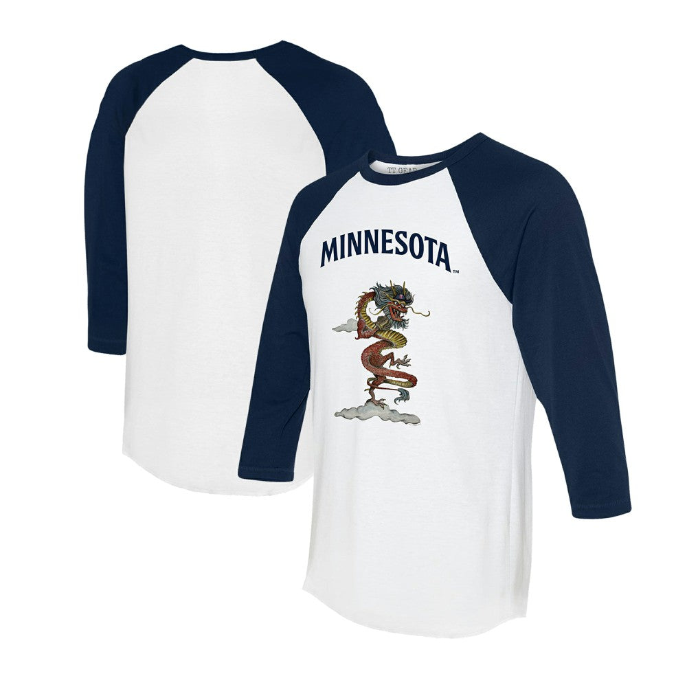 MLB Minnesota Twins Tiny Turnip Unisex 2024 Year of the Dragon 3/4-Sleeve Raglan T-Shirt