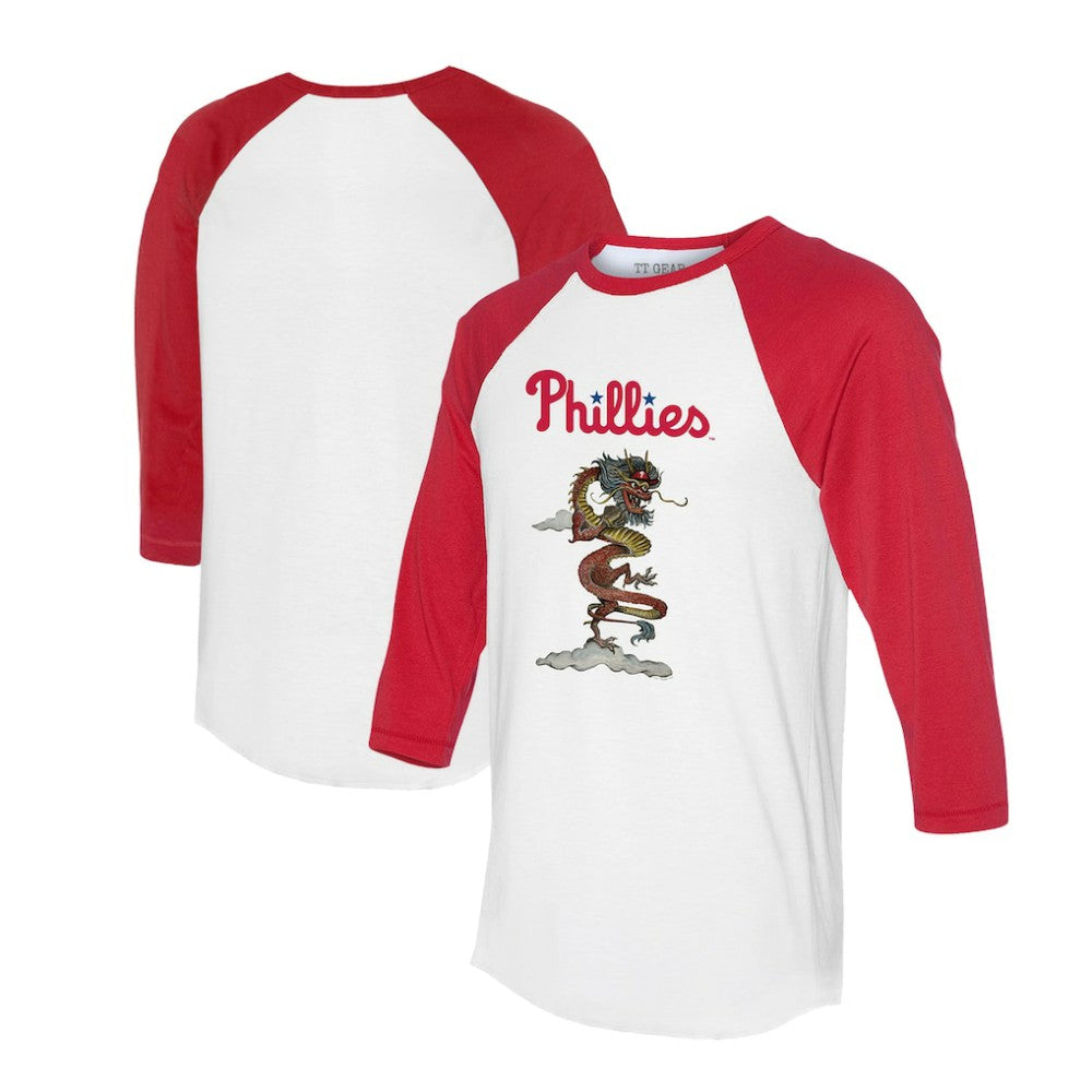 MLB Philadelphia Phillies Tiny Turnip Unisex 2024 Year of the Dragon 3/4-Sleeve Raglan T-Shirt