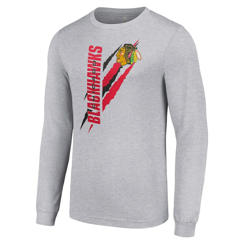 NHL Heather Gray Chicago Blackhawks Starter Color Scratch Long-Sleeve T-Shirt
