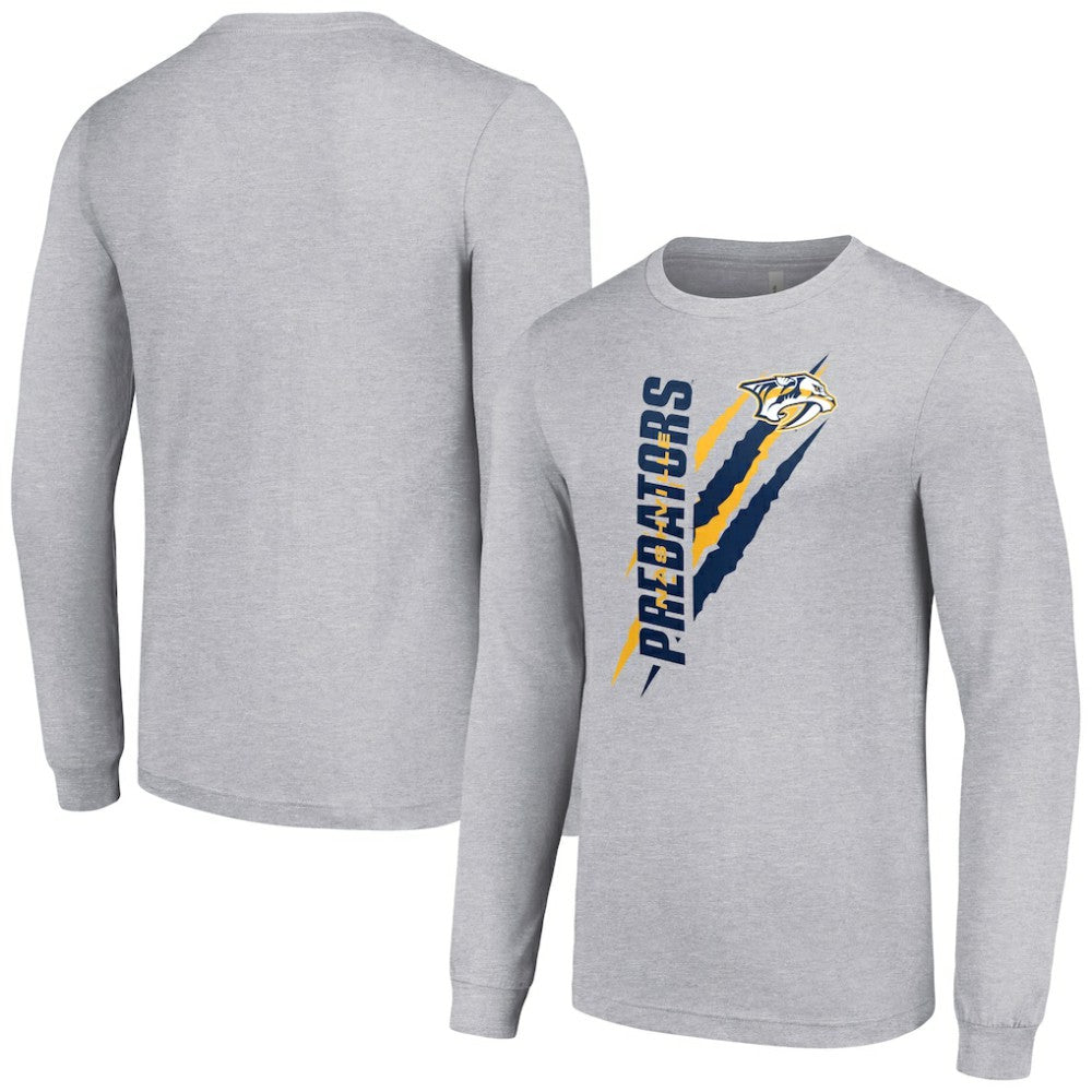 NHL Heather Gray Nashville Predators Starter Color Scratch Long-Sleeve T-Shirt